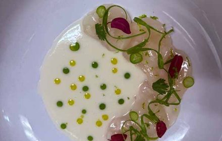 Chef Nick Adams scallop crudo & coconut nuoc cham