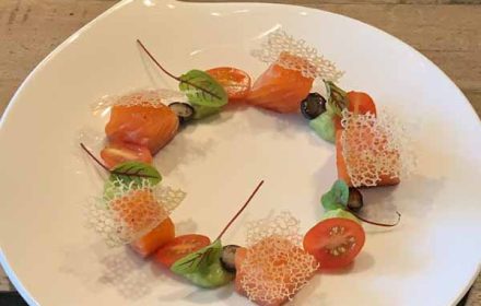 Chef Pierre Jorion salmon gravlax red fruit and avocado cream