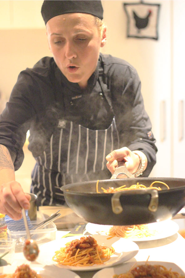 Italian chef Velaria making pasta
