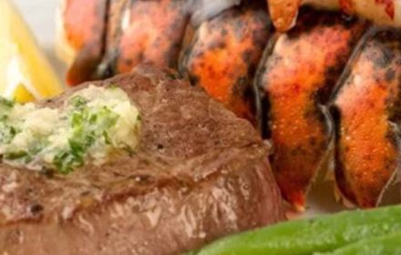 Chef Katrina Michel Steak with Prawns and Asparagus Dish