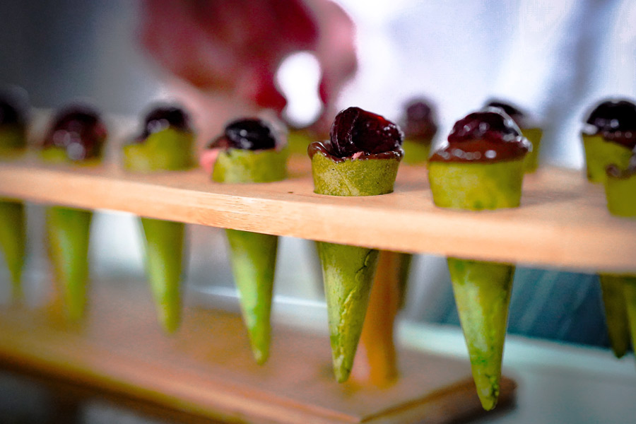 halloween canape with green egg roll