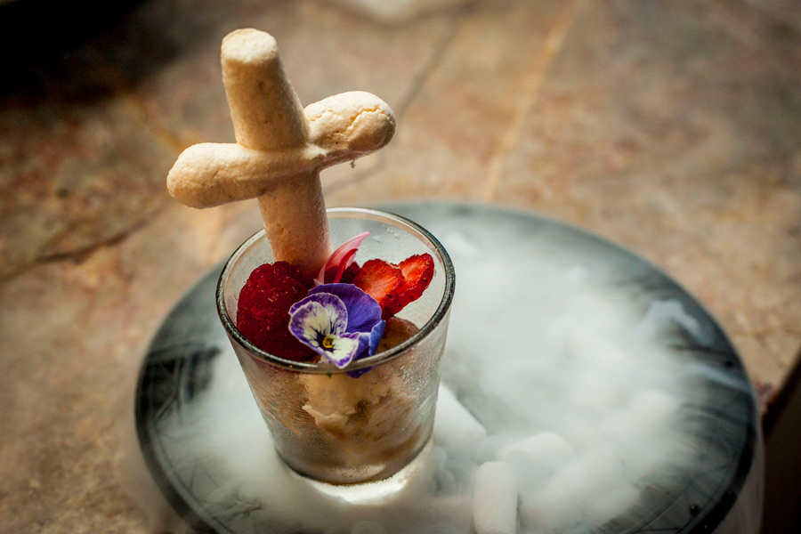 halloween dessert with a biscuit cross